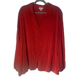 j.Jill Women's Red/orange Button-Up Blouse w/collar cloth buttons size 3X